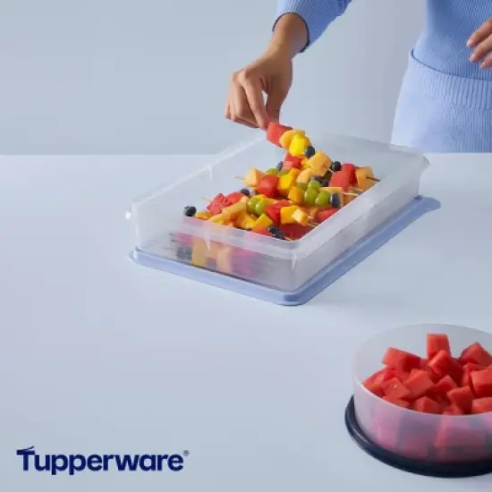 Tupperware Large Star Snack Food Storage Container: Air Tight, Dishwasher-Safe, 14.75 Volume, Blue/Clear image {2}