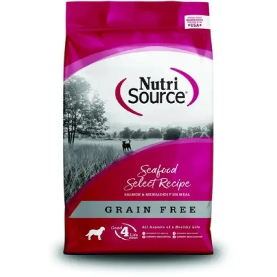 NutriSource Select Grain-Free Seafood Salmon and Menhaden Fish Meal Dry Dog Food - 15LB image {1}