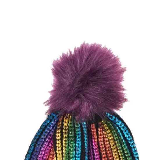 Charles Albert Girl's Metallic Pom Beanie - Kids Winter Hat image {2}