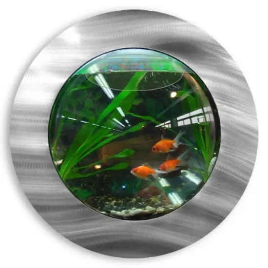 Brushed Aluminum Style Fish Bubble Aquarium - Deluxe Wall Mounted Fish Tank - Betta Bubble image {1}