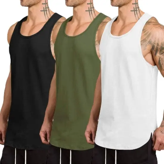 COOFANDY Men's 3 Pack Quick Dry Workout Tank Top Gym Muscle Tee Fitness Bodybuilding Sleeveless T Shirt S-XXXL image {2}
