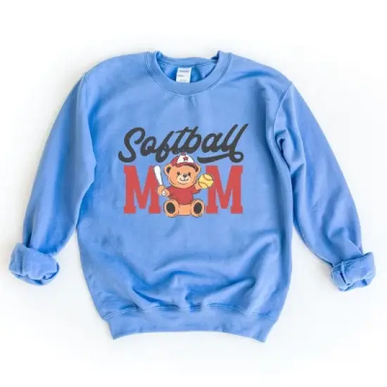 Simply Sage Market Softball Mom Teddy Bear Sweatshirt image {1}
