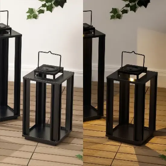 JONATHAN Y Leland Modern Industrial Integrated Indoor/Outdoor LED Solar Powered Lanterns image {4}