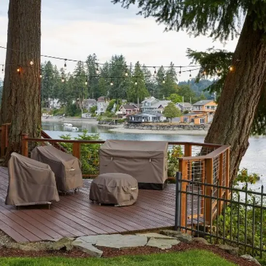 Classic Accessories 162 gal Ravenna Water-Resistant Steel Deck Box Beige image {2}