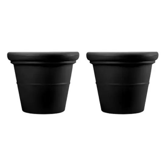 HC Companies 17 Inch Outdoor and Indoor Terrazzo Round House Planter with Heavy Rim for Flowers, Vegetables, and Succulents, Black (2 Pack) image {5}