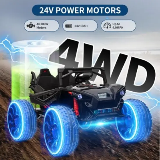 24V 2 Seater UTV Ride On Toys for Kids 3-8, Remote Control Car with 17" Large Tires image {7}