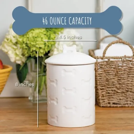 Park Life Designs 46 fl oz Manor Dog Treat Jar Food Storage Container - White image {2}