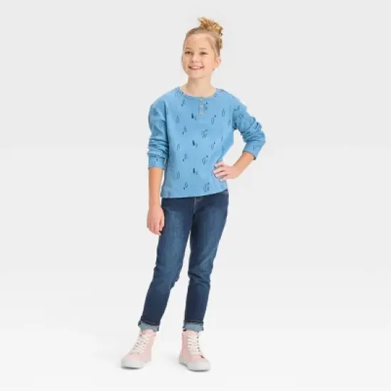 Girls' Long Sleeve Henley Waffle Top - Cat & Jack&trade; image {2}