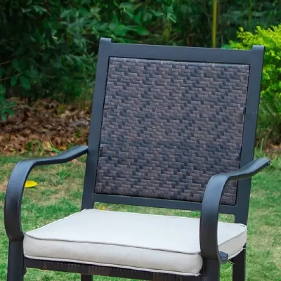 7pc Patio Dining Set with Steel Table & Chairs with Cushions - Captiva Designs image {6}