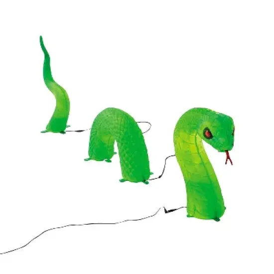 Morris Costumes 20" Light-Up Green Lawn Snake Halloween Outdoor Decoration image {1}