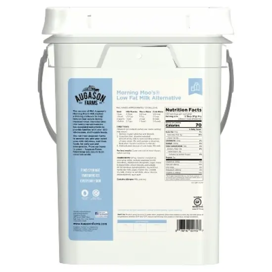 Augason Farms Morning Moo's Low Fat Milk Alternative Certified Gluten Free Emergency Bulk Food Storage 4-Gallon - 20lbs image {1}