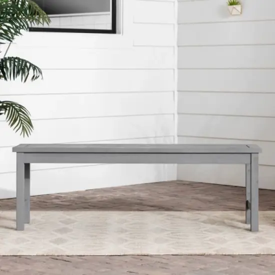 Ravenscroft Modern Boho Acacia Wood Slat Top Outdoor Dining Bench - Gray Wash - Saracina Home image {5}
