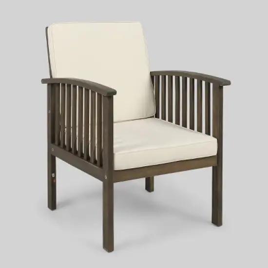 Carolina 4pc Acacia Wood Chat Set - Gray - Christopher Knight Home: Outdoor Seating with Cushions & Coffee Table image {3}