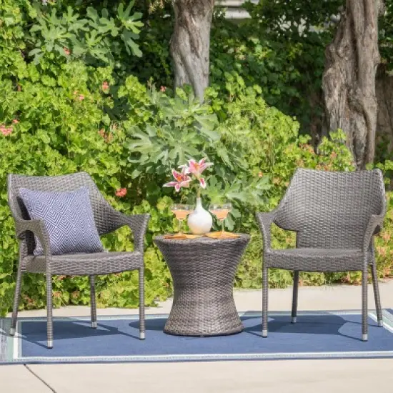 Mirage 3pc Wicker Stacking Chair Chat Set - Christopher Knight Home image {4}