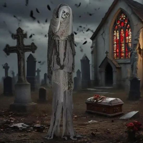 Dexmalle Halloween Outdoor Decorations Skeleton Witch image {1}