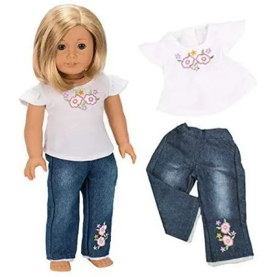Dress Along Dolly Casual T-shirt & Jeans Outfit for American Girl Doll image {2}