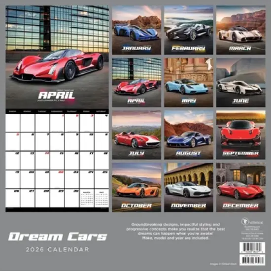 TF Publishing 13.5"x14.5" 2026 Dream Cars Wall Calendar image {4}