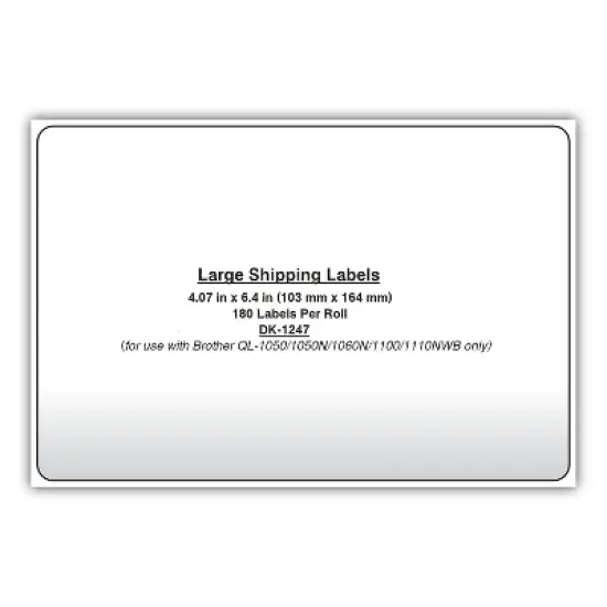 Brother DK1247 Label Tape 4.07" x 6.4" Black on White 180/Roll image {2}