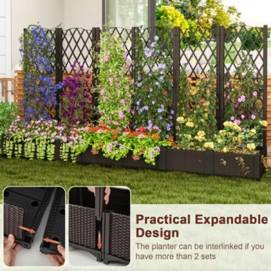 Tangkula Raised Garden Bed w/Trellis Planter Box for Climbing Plants 32" x 16" x 53" image {6}