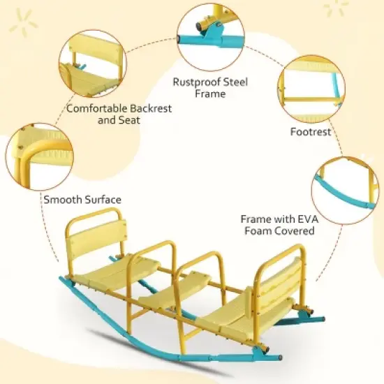 INFURNIC Baby Activity Gyms Triple Seat Seesaw with Safety Handles for Fun Outdoor Play, Multicolor, 30"*18"*4" image {2}