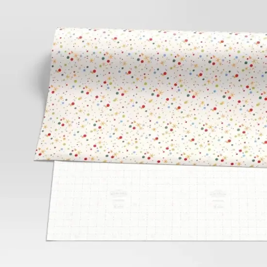 30&rdquo; 90 sq ft Christmas Roll Wrap Multi-Color Dots/Stars on Cream - Wondershop&trade; image {2}
