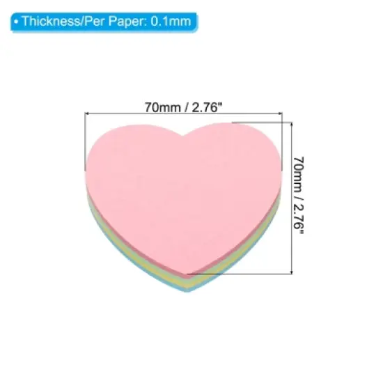 Unique Bargains Heart Shape Bright Colorful Sticky Notes 100 Sheets/Pad image {1}