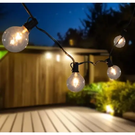 Northlight G50 Globe Christmas Light Set - Clear - 9' Black Wire -10ct image {4}