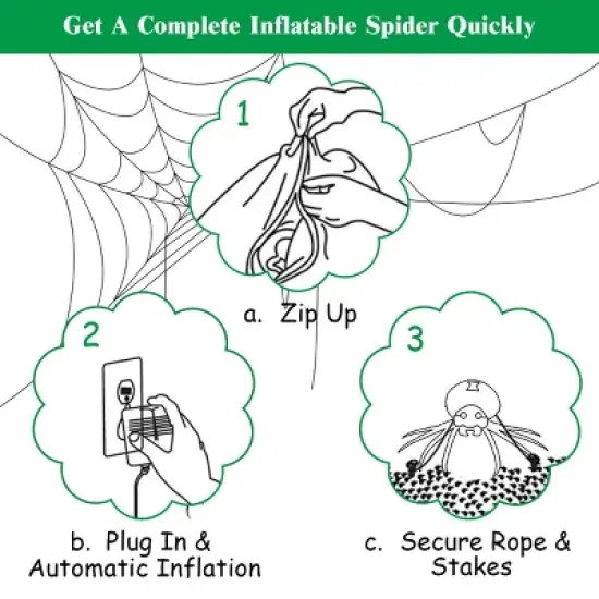 Costway 6FT Halloween Inflatable Blow-Up Spider w/ LED Lights Outdoor Yard Decoration image {7}