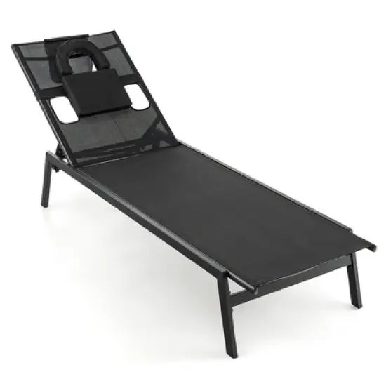 Tangkula Patio Sunbathing Lounge Chair w/ Face Hole & Detachable Head Pillows Poolside image {8}
