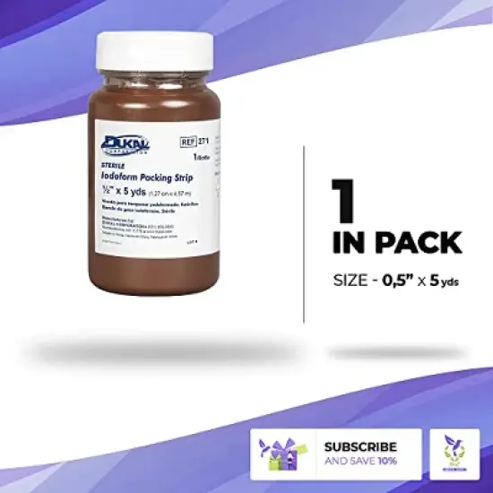 Dukal 271 Plain Wound Packing Strips with Iodoform 1/2 in. x 5 yd. Sterile (Each) image {1}