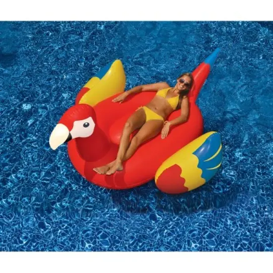 Swimline 93" Scarlet Macaw Parrot Novelty Inflatable Swimming Pool Floating Raft - Yellow/Red image {3}