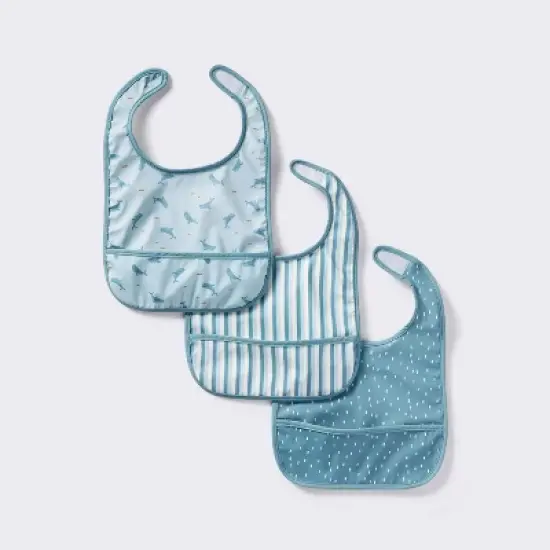 Water-Resistant Bibs - 3pk - Whales/Stripes/Dots - Cloud Island&trade; image {4}