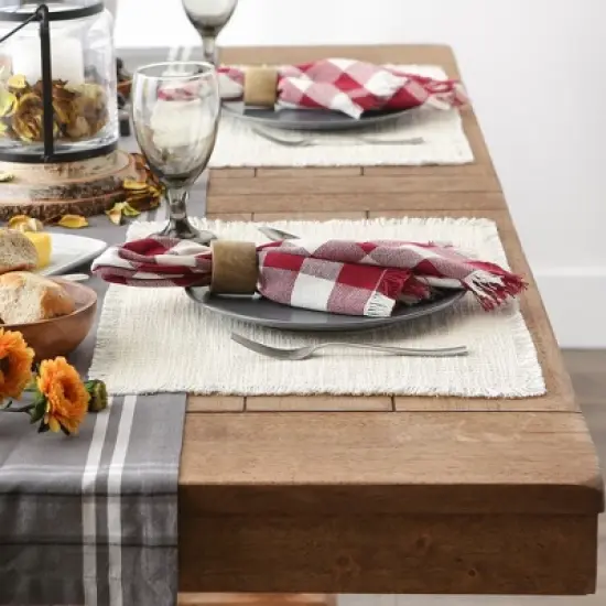 Design Imports Cream Sugar Basket Fringe Placemat Set/4 image {2}