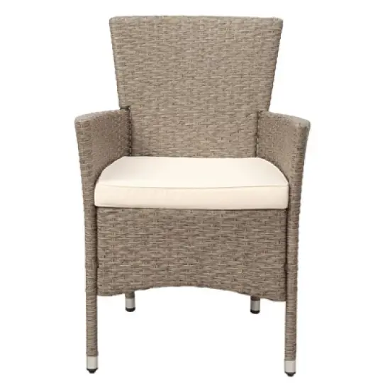 7pc Outdoor Wicker Dining Set with Cushions - Beige - GODEER image {4}