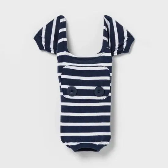 Striped Dog and Cat Matching Family Pajamas - Navy image {1}