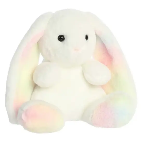 Aurora Spring 11" Rainbow Bunny White Stuffed Animal image {1}