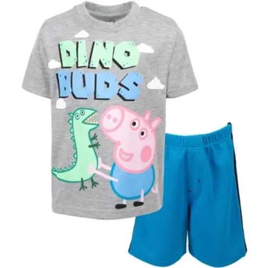 Peppa Pig Graphic T-Shirt & Mesh Shorts Blue/Grey  image {10}