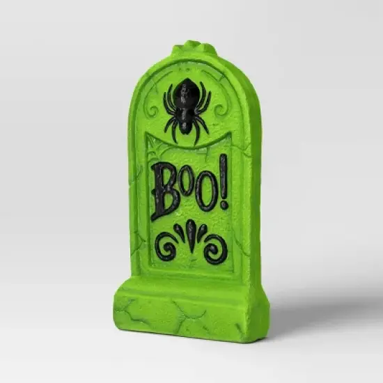 21" 'Boo!' Plastic Glow Tombstones Halloween Decorative Prop Neon Green - Hyde and EEK! Boutique&trade; image {2}