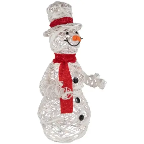 Northlight Lighted Glittered Rattan Snowman Outdoor Christmas Decoration - 28" - Clear Lights image {3}