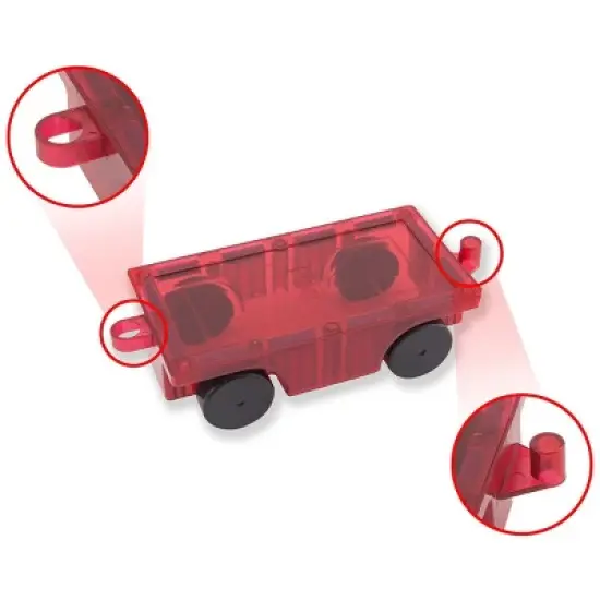 PICASSO-TILES Cars Magnetic Tiles for Kids, Construction STEM Building Blocks Educational Toy, 2PCS image {2}