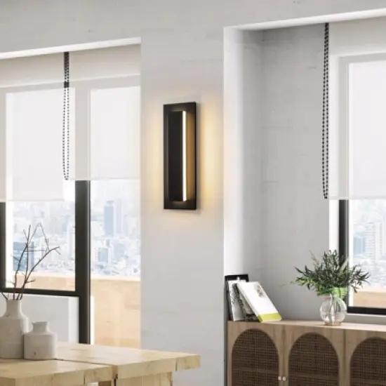 Rennnsan Varnell 15"-26"H Hardwired Rectangle Aluminum Modern LED Dimmable Outdoor Wall Sconce in Black image {4}