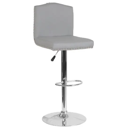 Flash Furniture Bellagio Contemporary Adjustable Height Crown Back Barstool with Accent Nail Trim image {10}