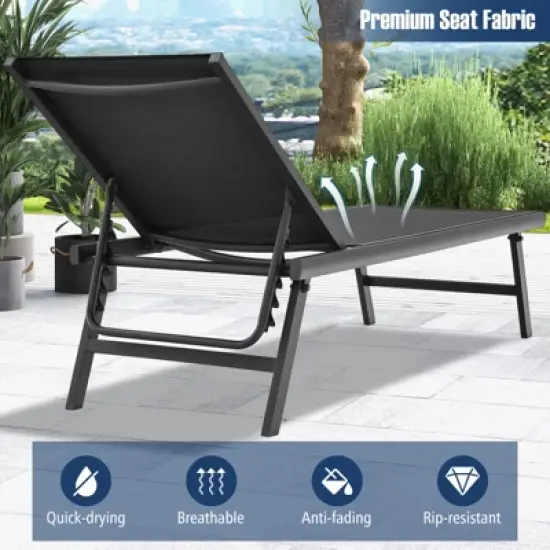 Tangkula 3pcs Patio Chaise Lounge Set Aluminum Recliner Chair Table Outdoor image {7}