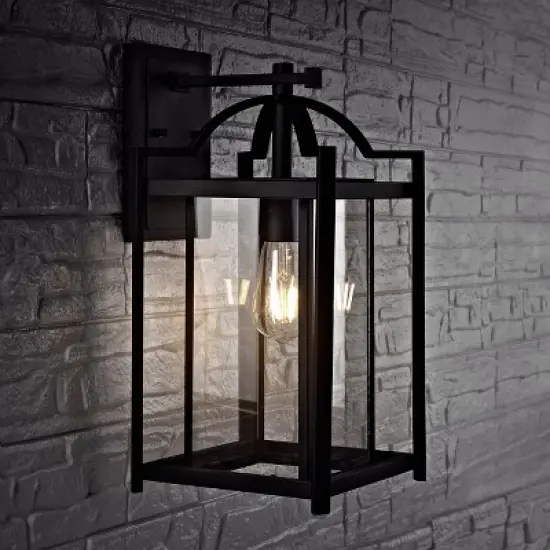 Portar Outdoor Wall Lantern - PLT4008 - Clear/Black - Safavieh image {2}