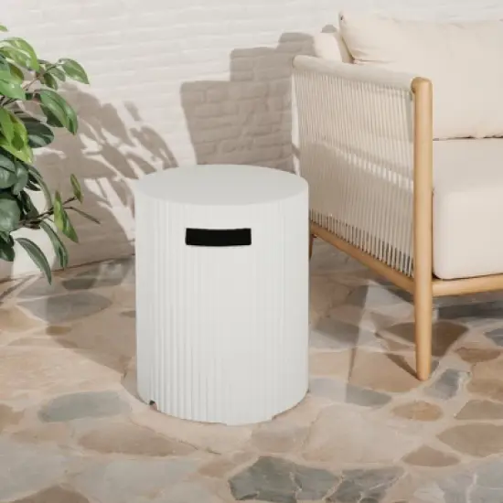 Christopher Knight Home Leora Modern 16" x 20" Ribbed Concrete Propane Tank Cover image {9}