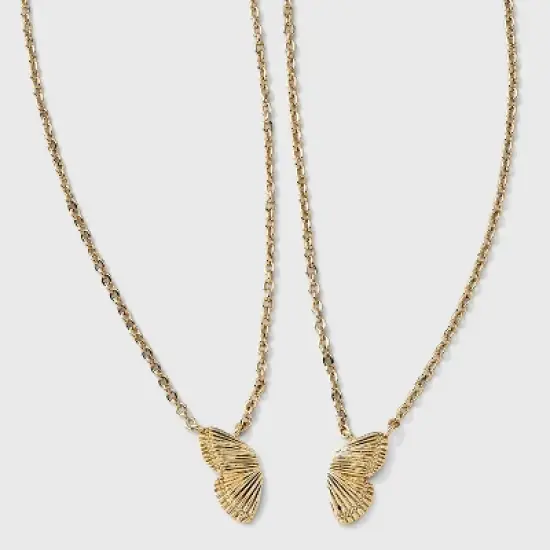 Beloved + Inspired 14K Gold Dipped 'True Friends' Butterfly Chain Necklace Set 2pk - Gold image {3}