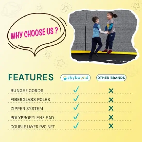 UNISOAR Springless Trampoline - Recreational Trampolines with AntiRust Coating No-Gap Design Zip System, Bungee Cords Outdoor Trampoline for Kids image {6}