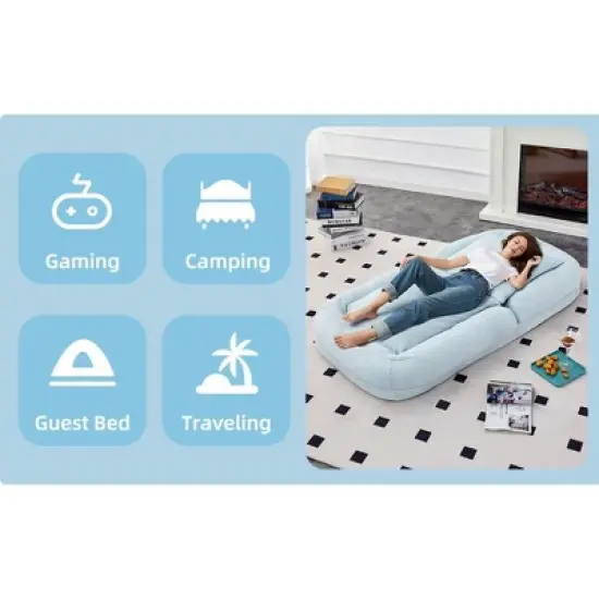 Folding Sofa Chair with 5 Adjustable Positions Plush Floor Lounge Chair for Gaming, Meditation, and Relaxation image {9}