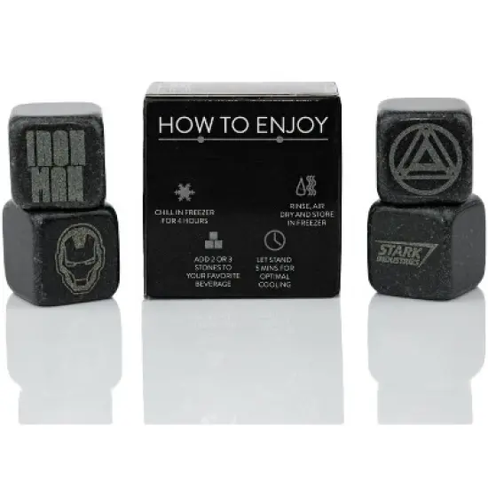 Surreal Entertainment Iron Man Collectible | Marvel Cold Stones Set | Iron Man Granite Beverage Cubes image {4}