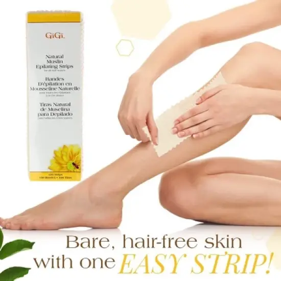 GiGi Natural Muslin Epilating Strips (100 Strips) - Large - 3 in x 9 in (PACK OF 2) image {2}